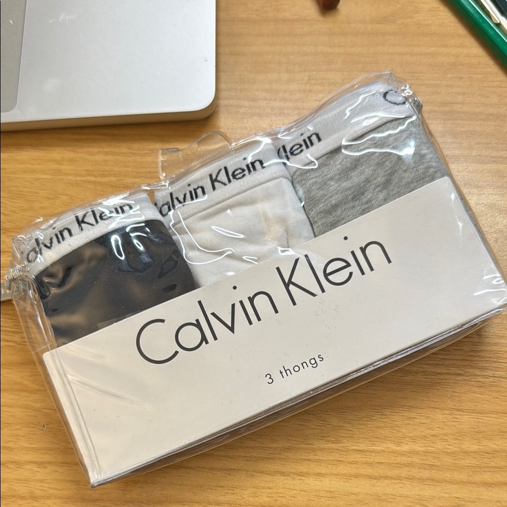 Calvin Klein Thong Trio - Black, White, Gray